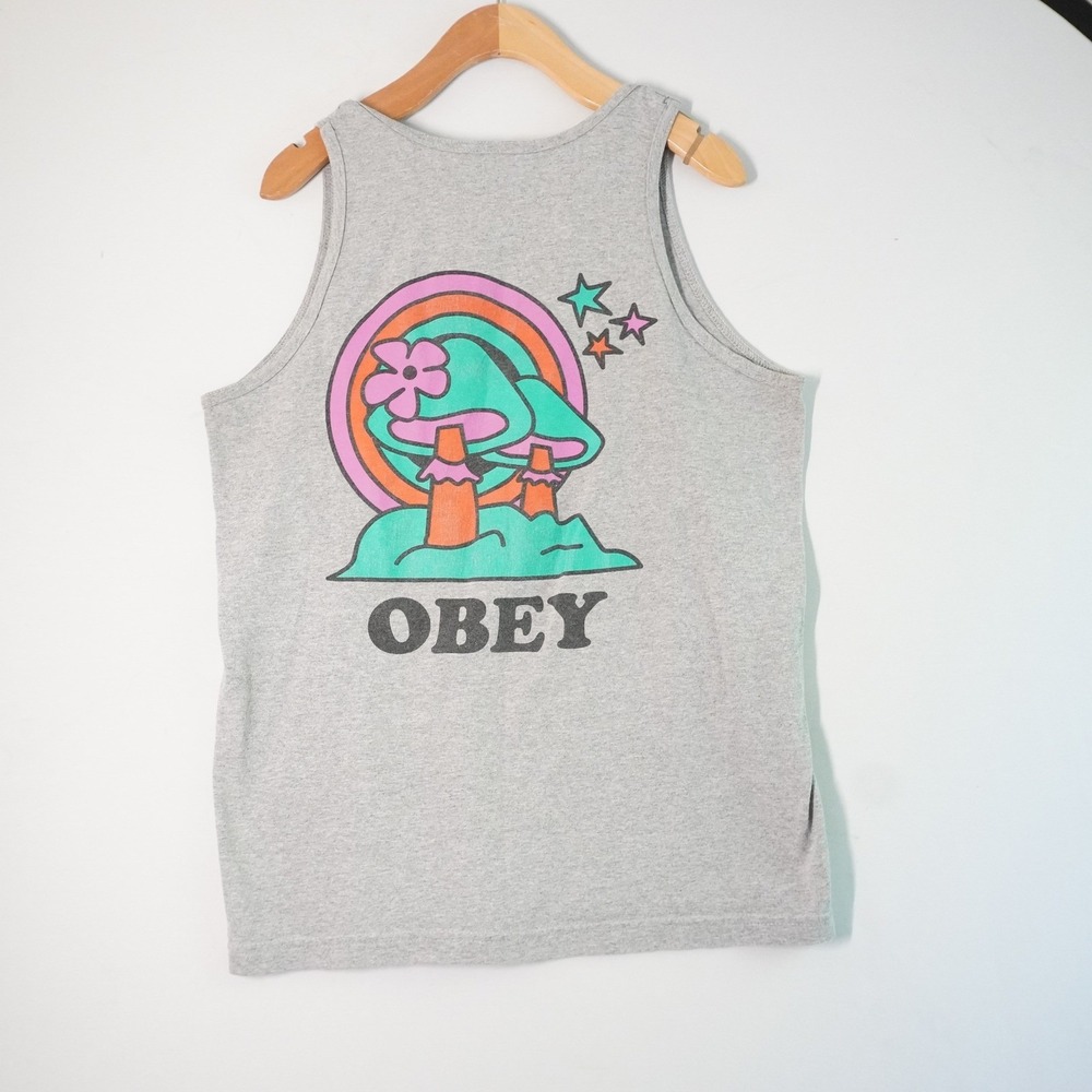 Obey‎ Tank Top Mushroom Graphic Sleeveless Casual Top Men's Size M Skater Surf